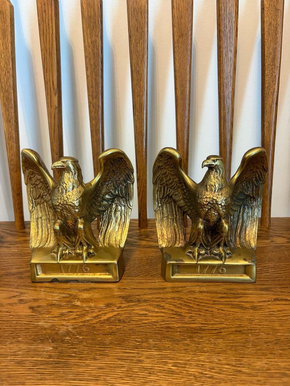 PM Craftsman 1776 Eagle Bookends Vintage Brass Tone